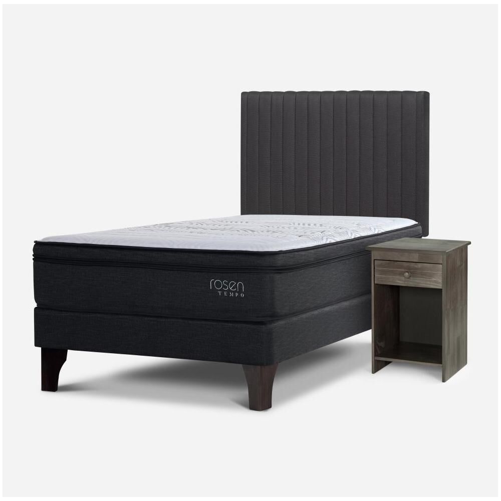 Cama Europea Rosen Tempo / 1.5 Plazas / Base Normal + Set De Maderas image number 1.0