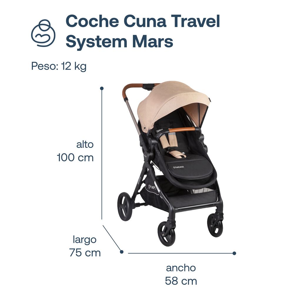 Coche Cuna Travel System Mars Lx Beige image number 5.0