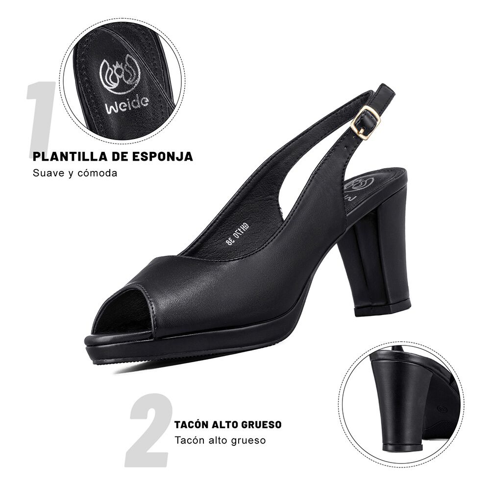 Zapato Elegante Tal&oacute;n Libre Peep Toe Mujer Weide Gh170 image number 9.0