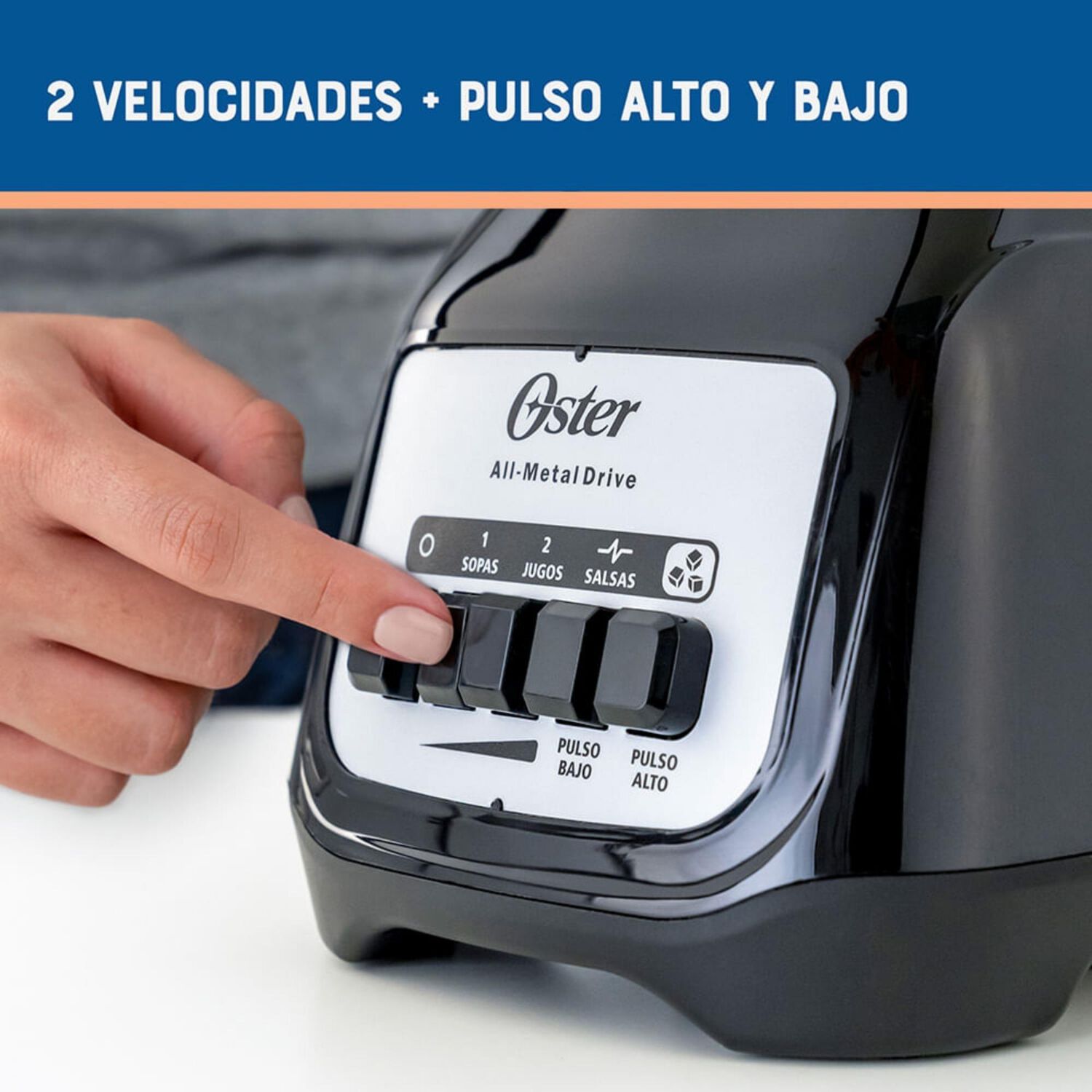 Licuadora Oster 2 Velocidades M&aacute;s Pulso Y Vaso De Vidrio Blstkagbpb (0) image number 2.0