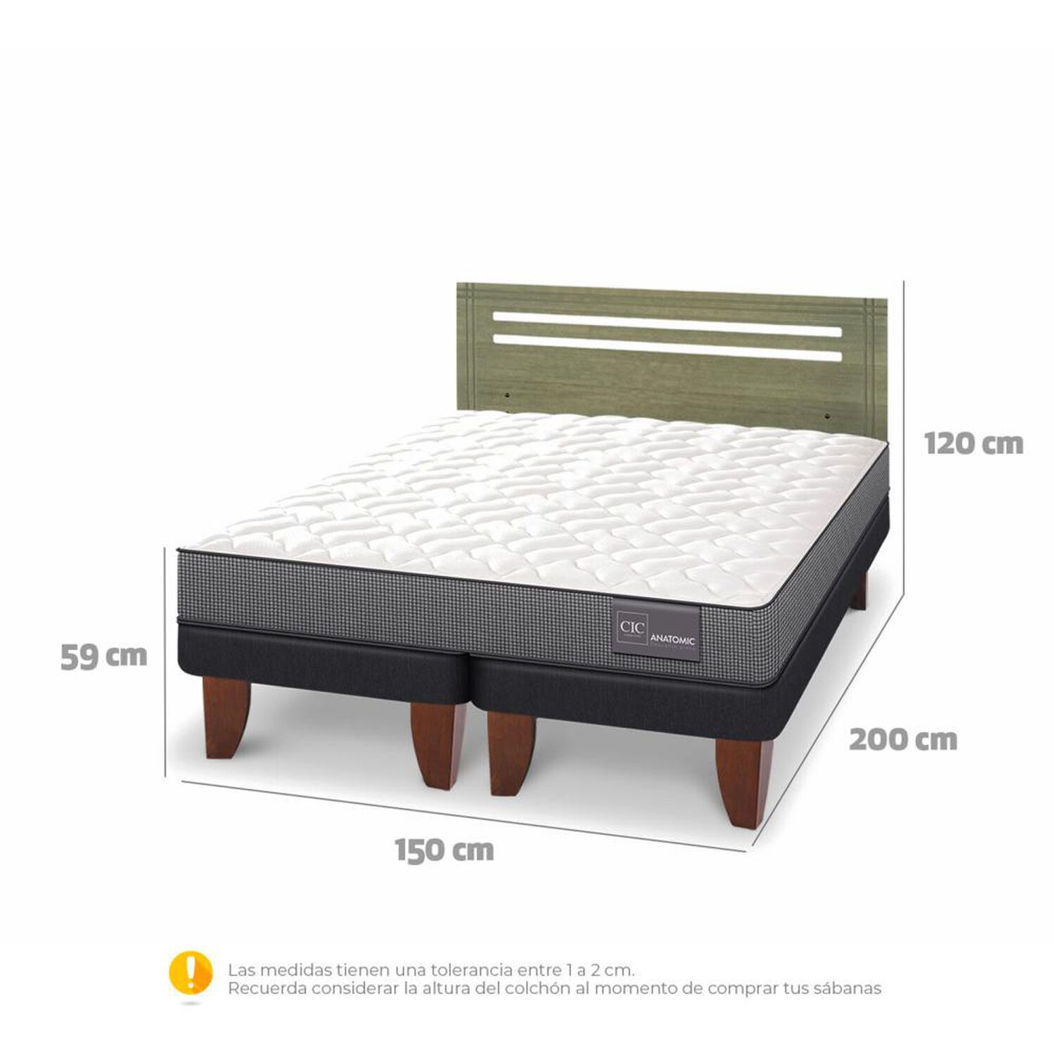 Cama Europea Cic Anatomic / 2 Plazas / Base Dividida + Respaldo image number 4.0