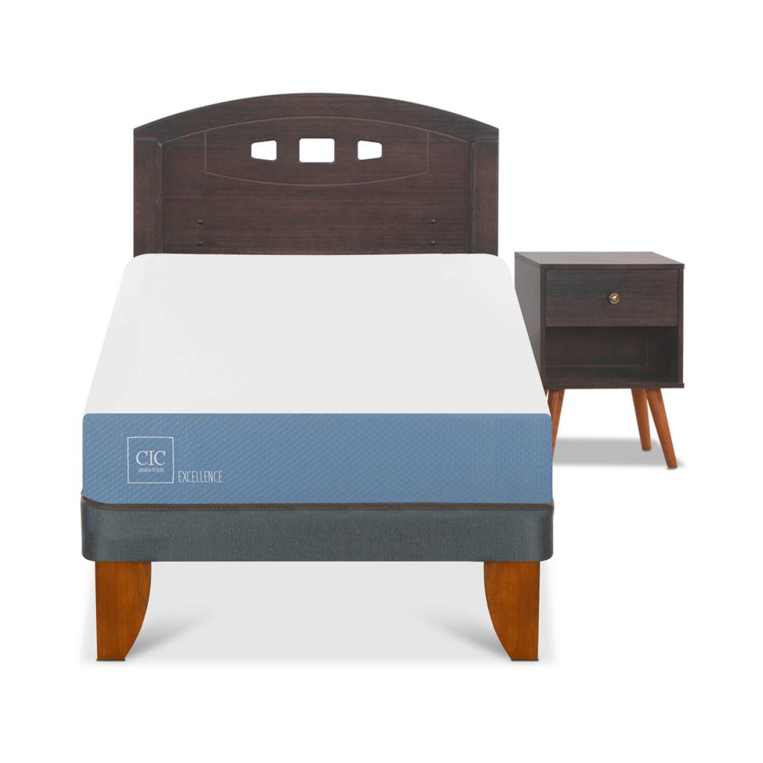 Cama Europea Cic Excellence / 1.5 Plazas / Base Normal + Set De Maderas image number 0.0