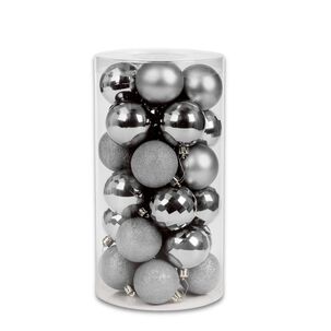 24 Esferas Navideñas Bambalinas 6 Cm Plateado Decoracion 24 Esferas Navideñas Bambalinas 6 Cm Plateado Decoracion