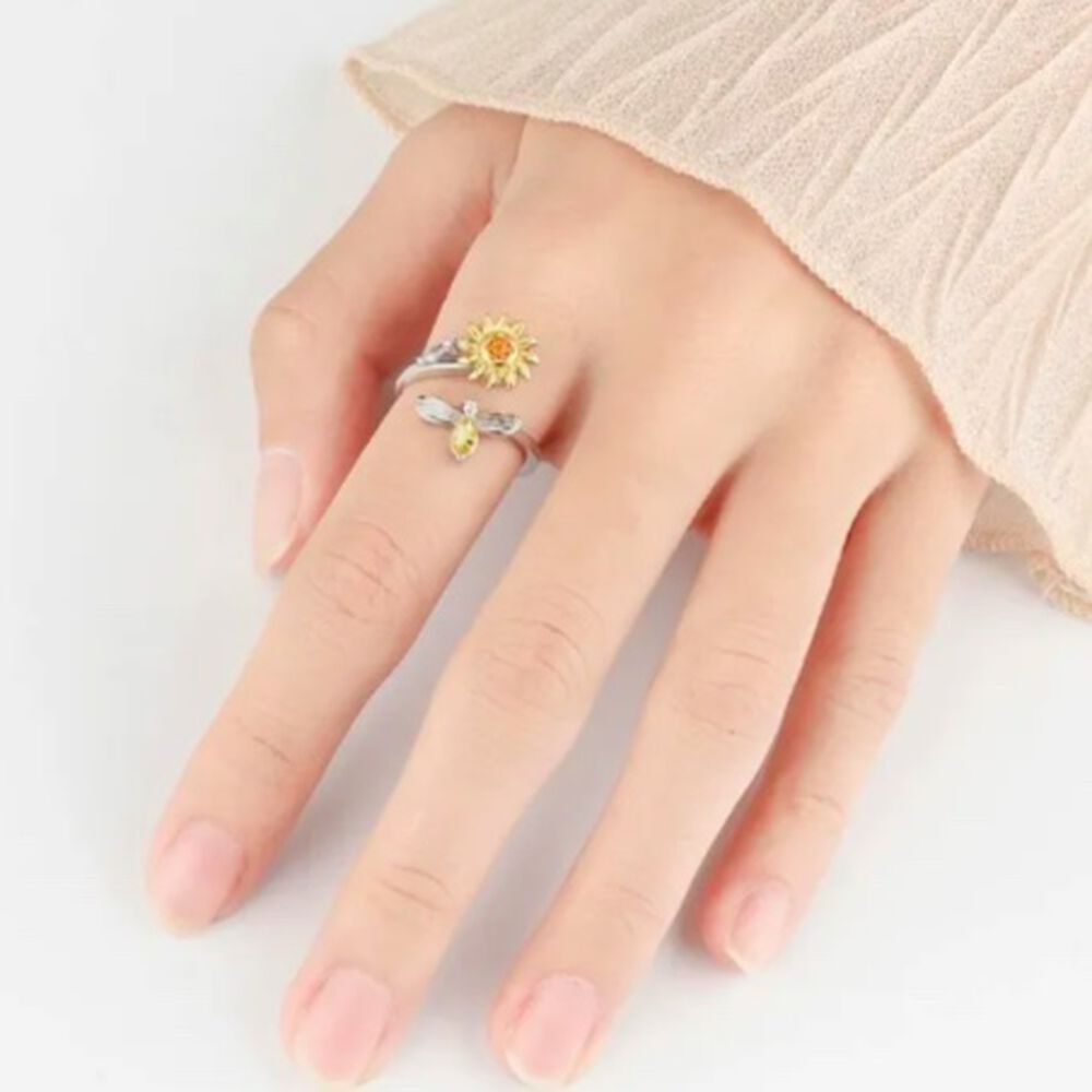 Anillo Flor Girasol Giratorio image number 3.0