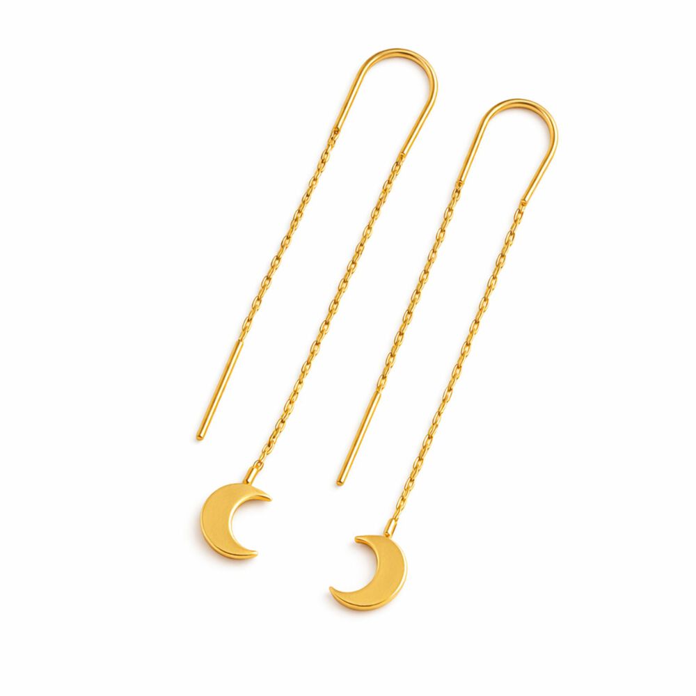 Aros Cadena Luna Oro 18k 3cm Colgantes 1.5gr Mujer Elegantes Regalo image number 0.0