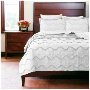 Cubrecama Bordado Premiun 2 Plazas Blanco