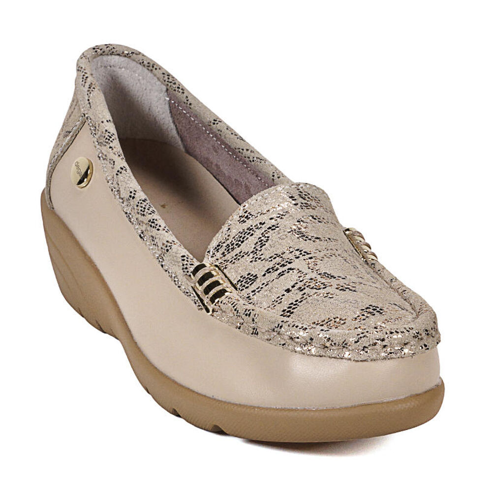 Mocasín Cuero Eliette Beige Snake image number 3.0