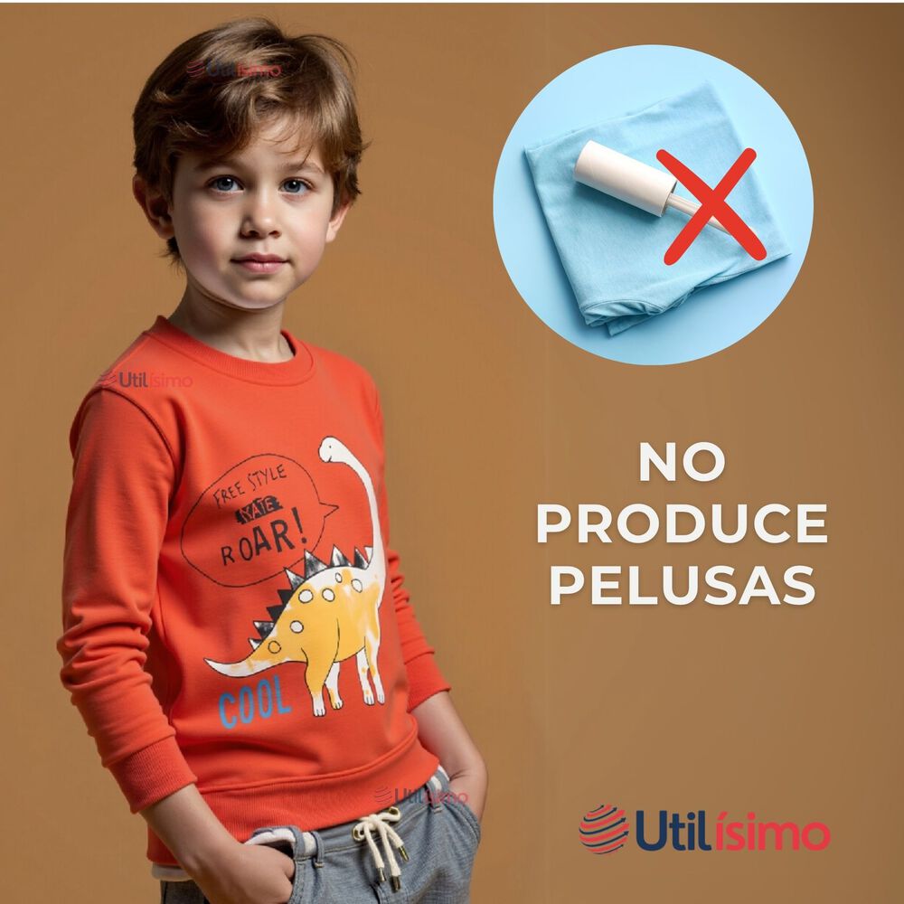 Poler&oacute;n Ni&ntilde;o Manga Larga 100% Algod&oacute;n Naranja Dinosaurios image number 6.0