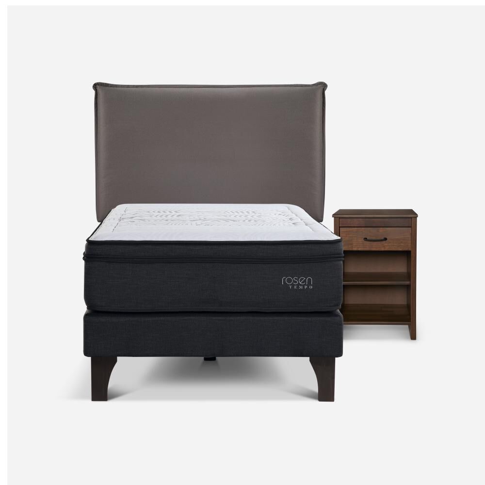 Cama Europea Rosen Tempo / 1.5 Plazas / Base Normal  + Set Maderas Maurice Chocolate image number 0.0