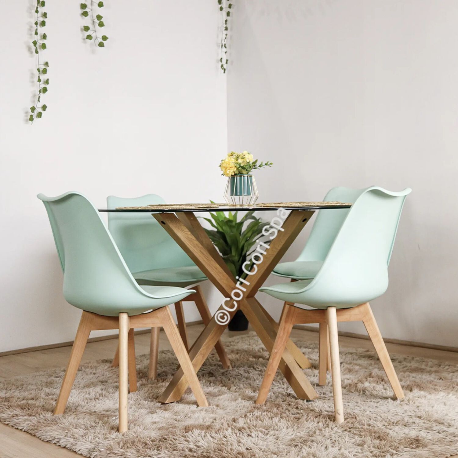 Comedor Warwick 100 Cm + 4 Sillas Tulip Menta image number 0.0