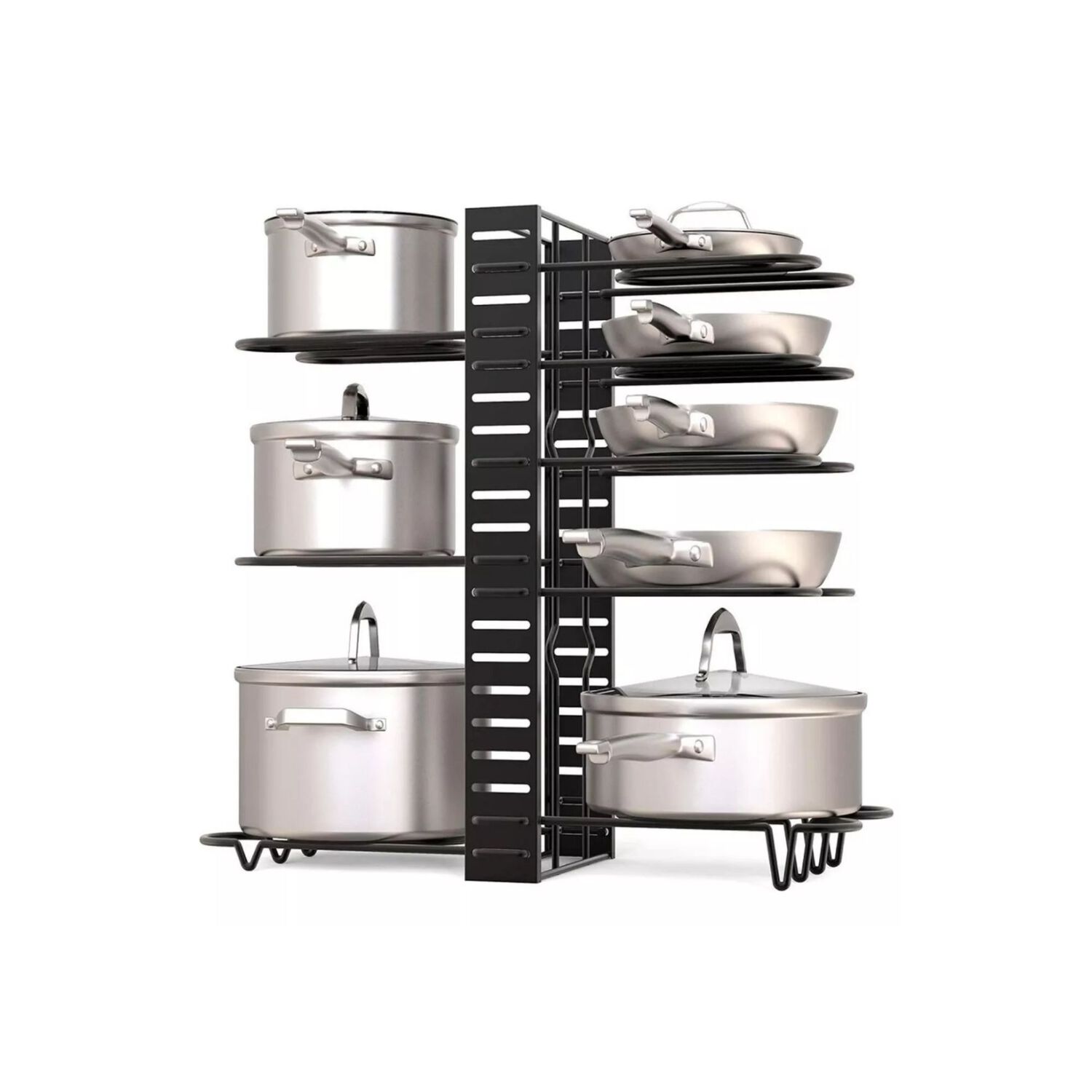 Estante Organizador 8 Ollas Sartenes Platos Cocina Ajustable Negro image number 0.0
