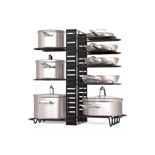 Estante Organizador 8 Ollas Sartenes Platos Cocina Ajustable Negro