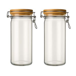 Set 2 Frascos Tarro Hermetico Vidrio 700ml Con Tapa De Bambu Set 2 Frascos Tarro Hermetico Vidrio 700ml Con Tapa De Bambu