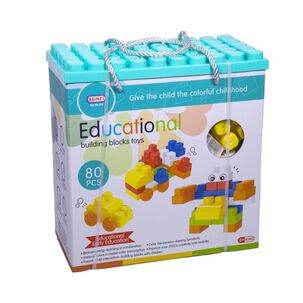 Bloques De Construcción Caja 80 Pcs Ladrillos Carro Arrastre