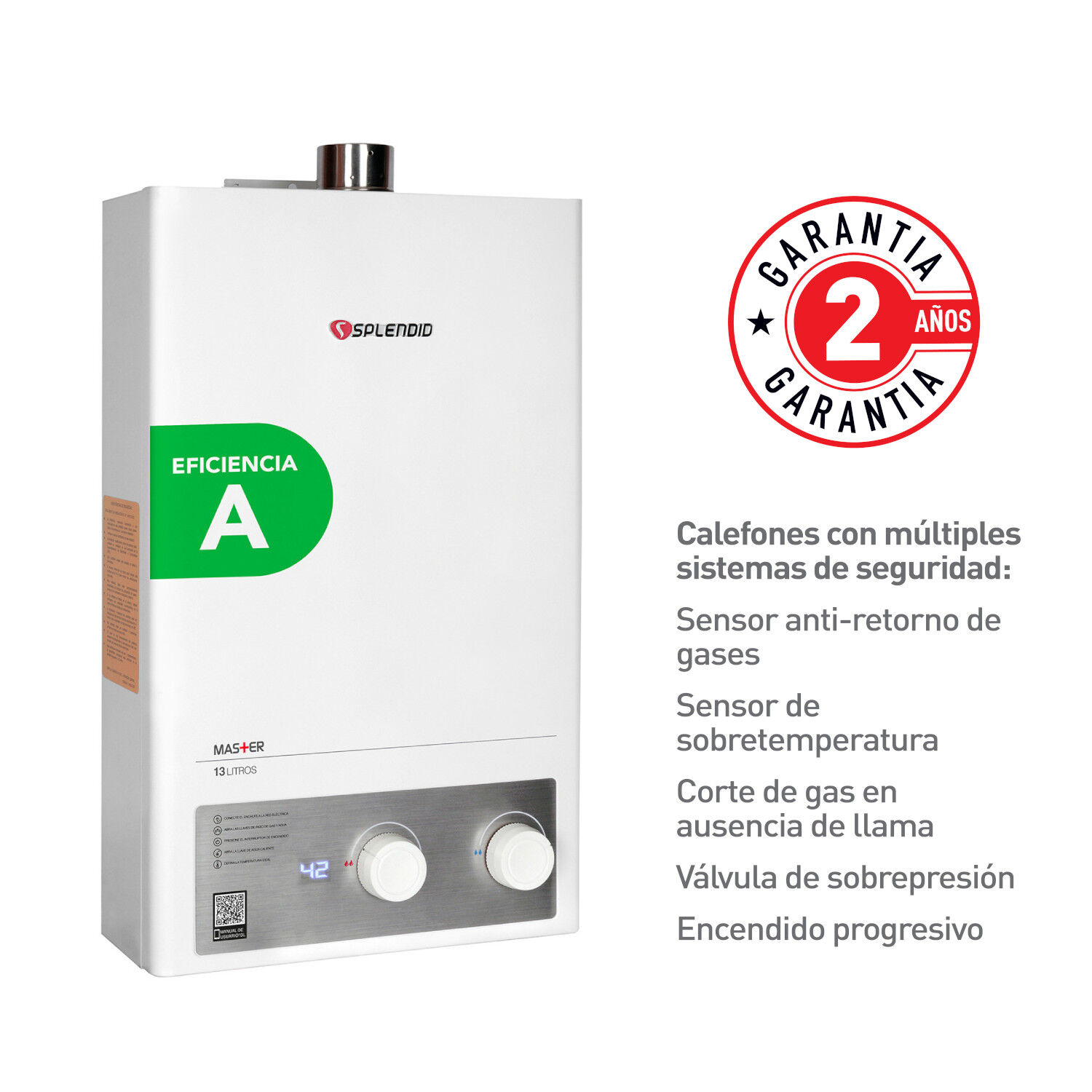 Calefont 13 Litros Gas Natural Tiro Forzado Splendid image number 3.0