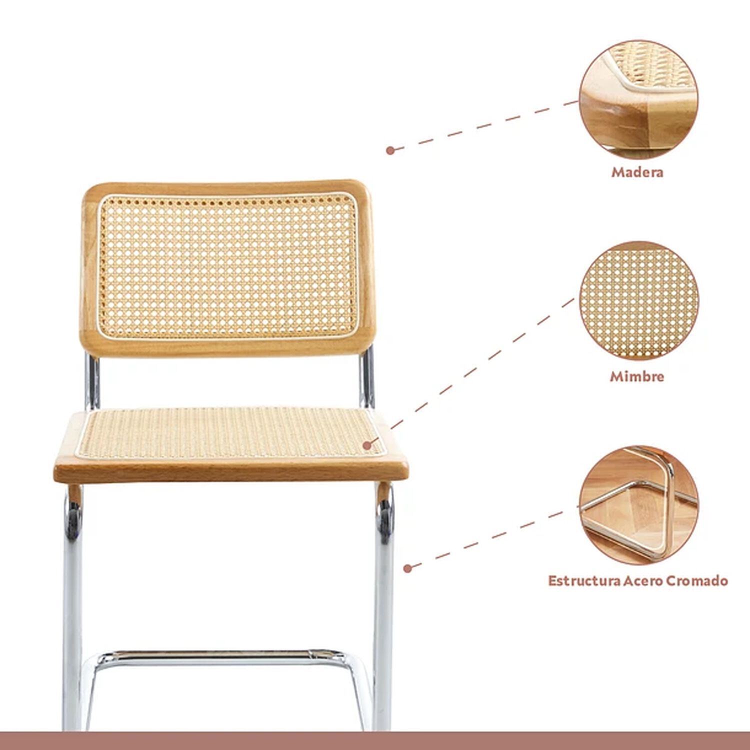 Comedor Mesa Redonda De Vidrio Cross 120cm + 5 Sillas Breuer Madera image number 2.0