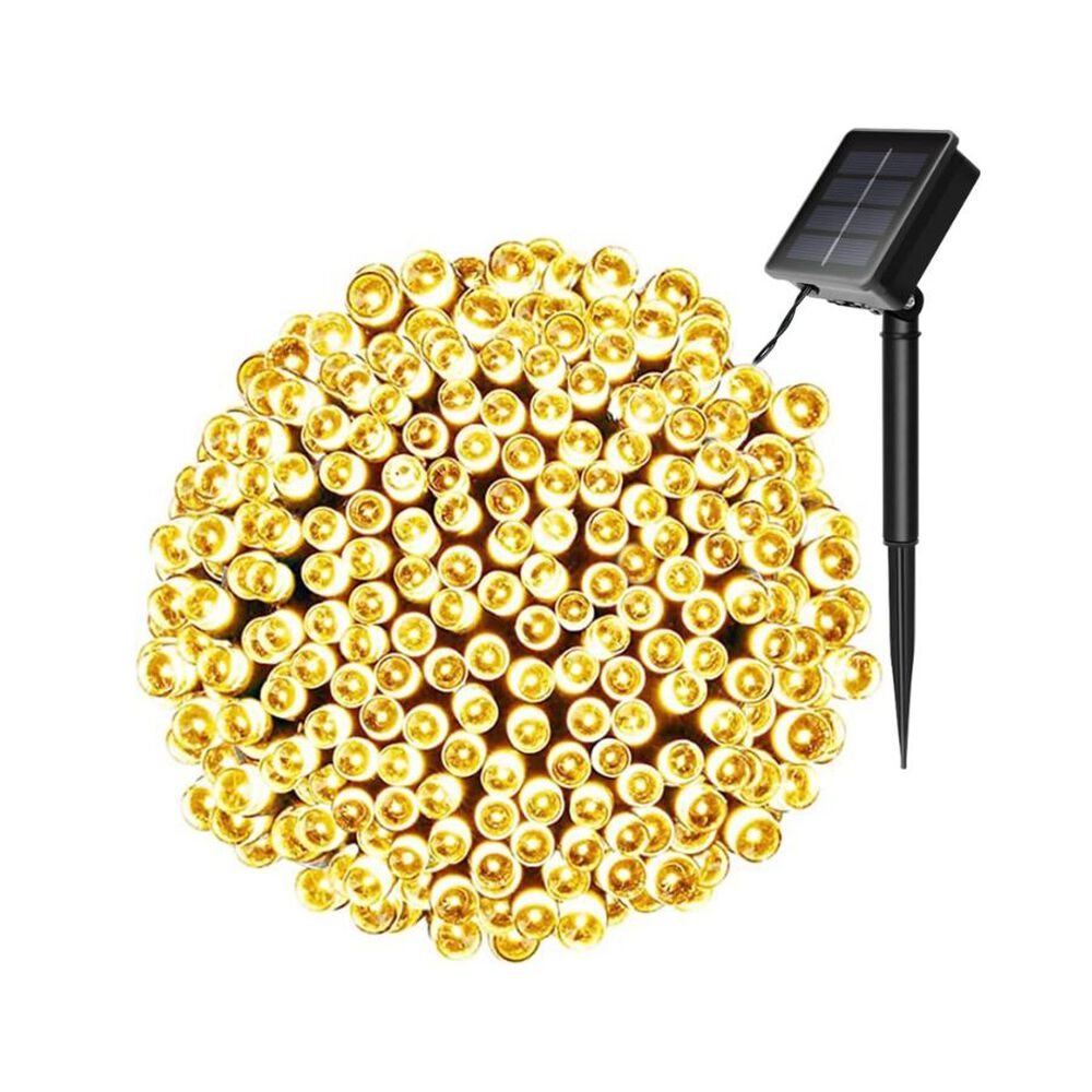 Luces De Exteriores 100 Led Amarillas Con Panel Solar 10 Metros image number 0.0