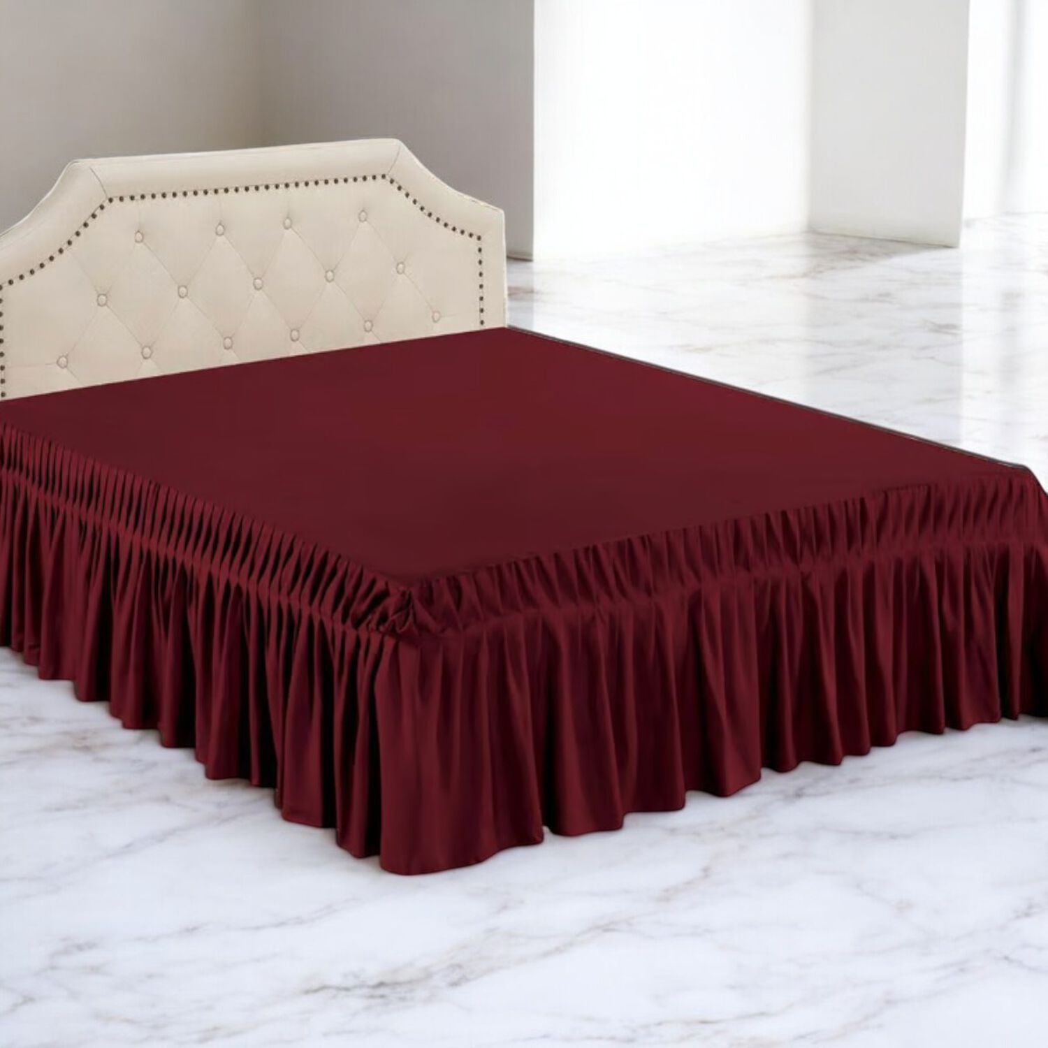 Faldon Para Cama De 1.5 Plazas Color Burdeo image number 1.0