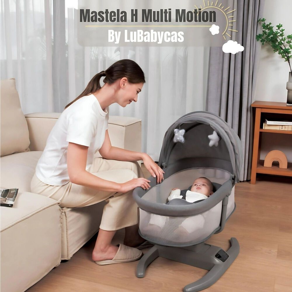 Cuna Mecedora El&eacute;ctrica 2 En 1 Mastela Gris Lubabycas image number 5.0