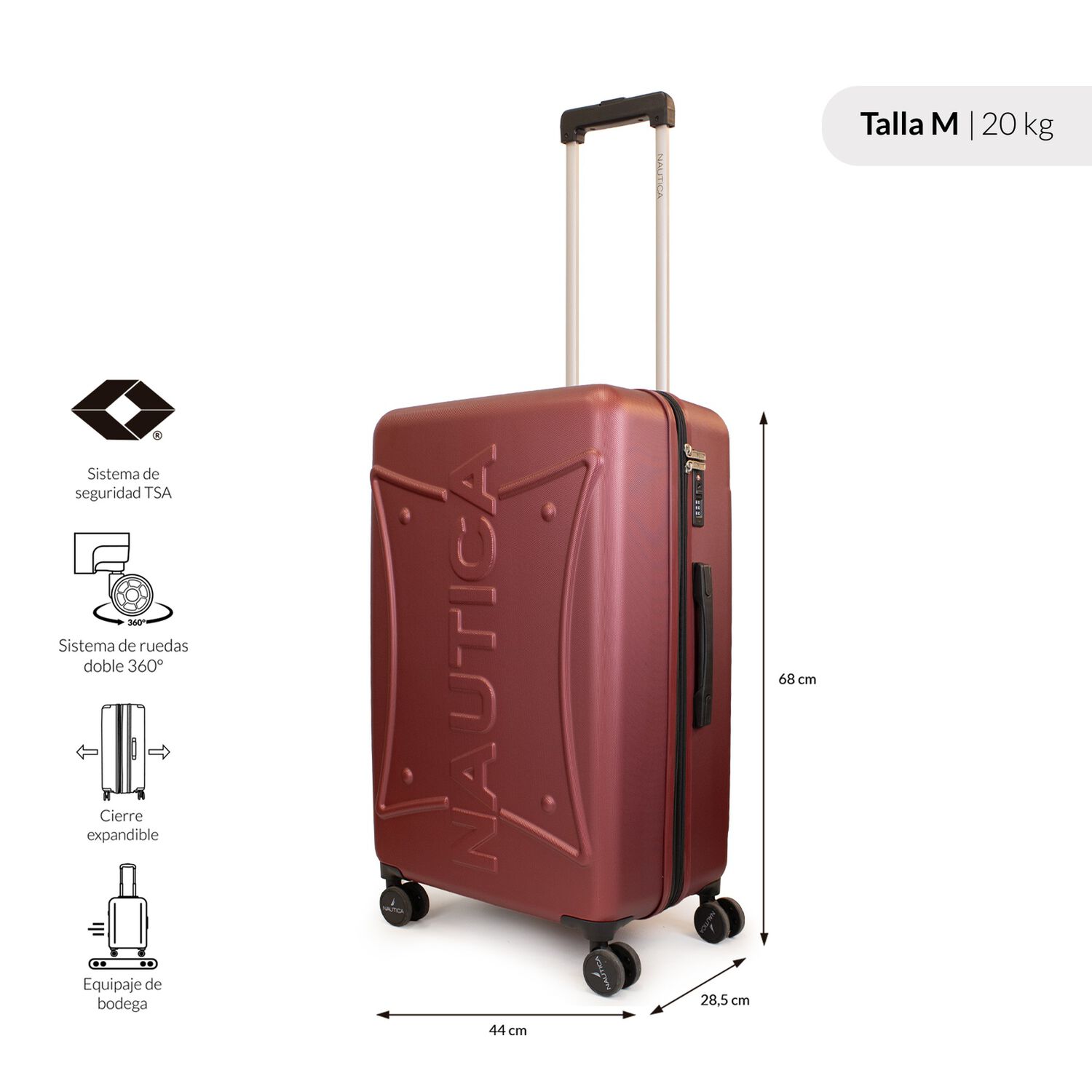 Maleta Mediana Nautica Crown M 20kg Burdeo image number 2.0