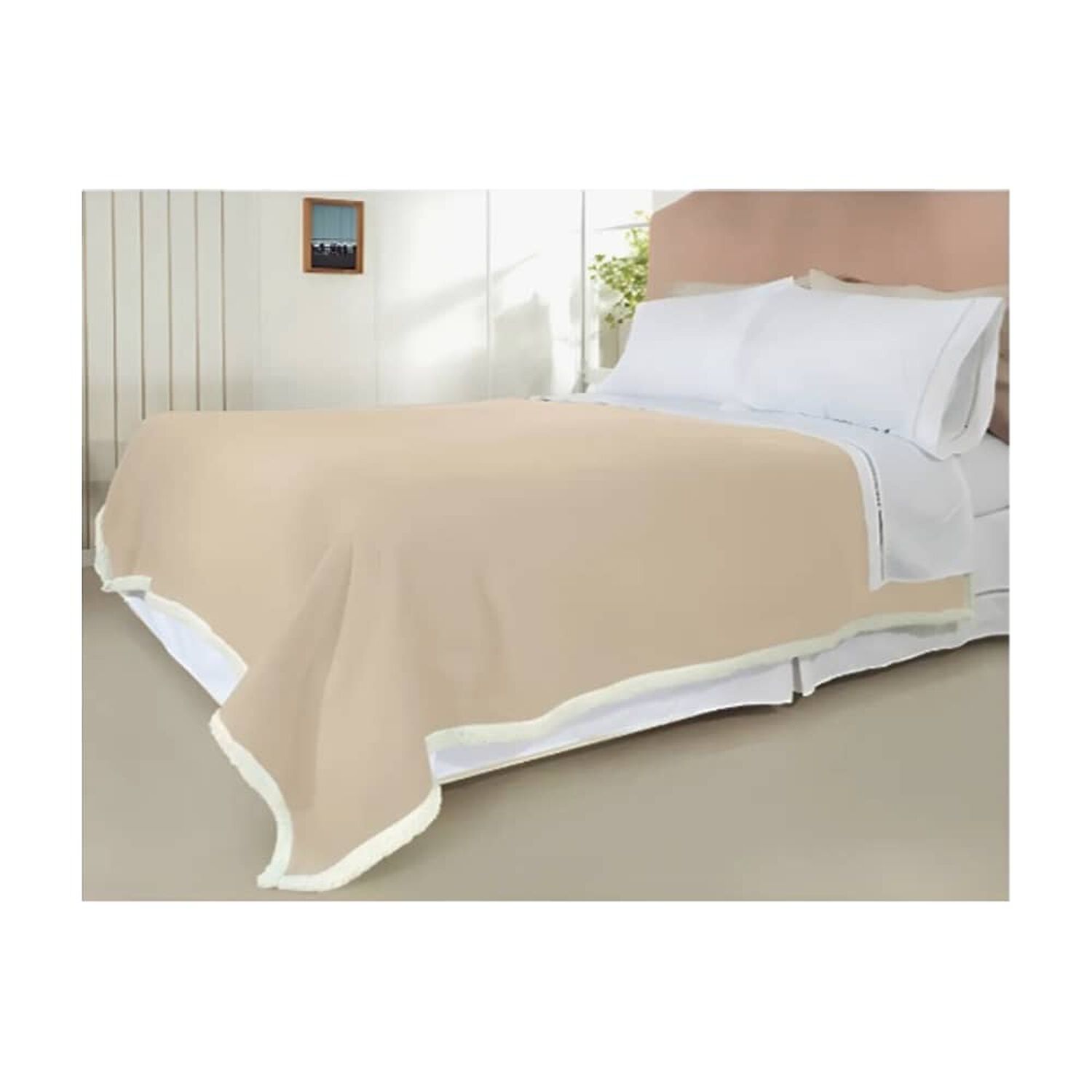 Frazada Polar Sherpa Premium 2 Plazas Beige image number 0.0