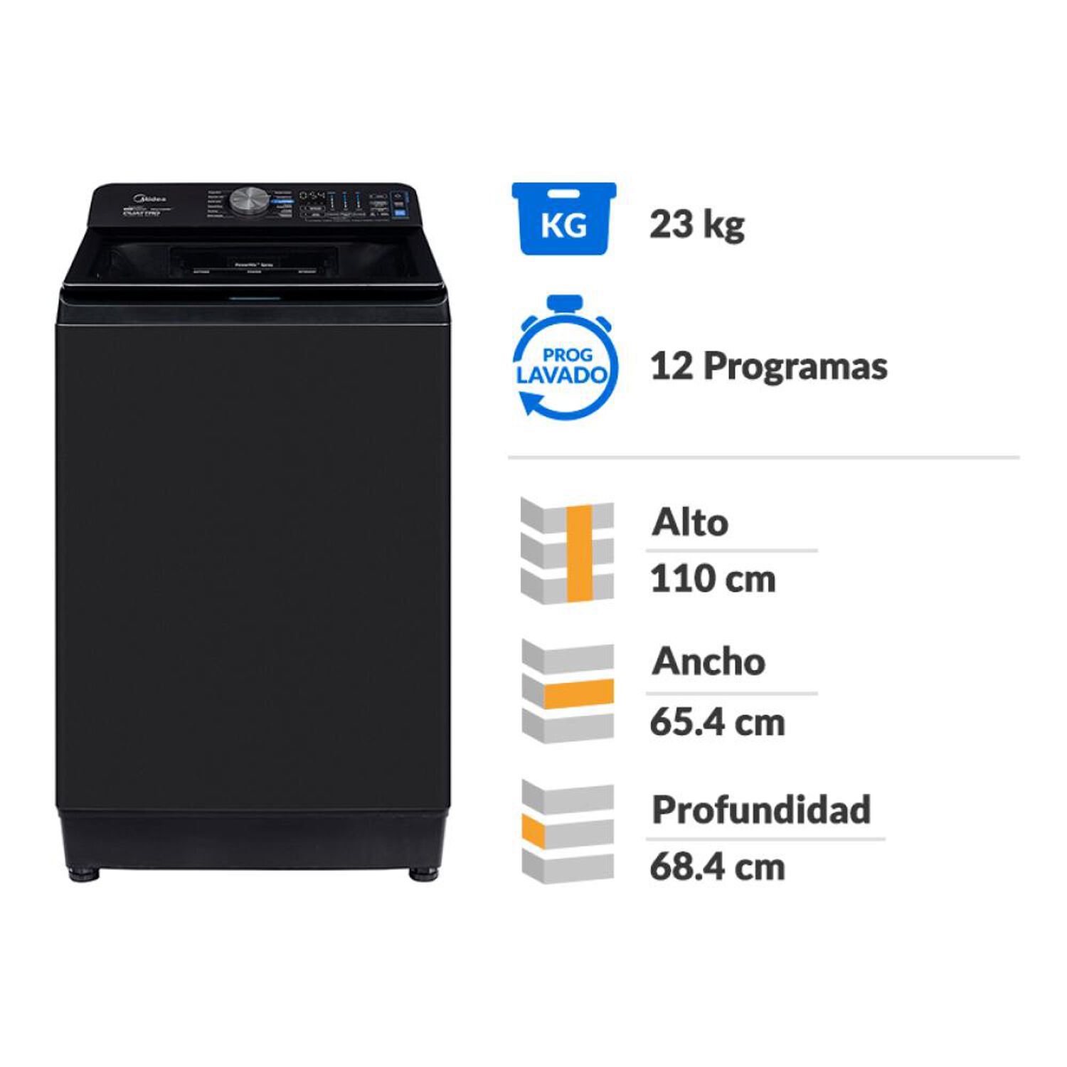 Lavadora Midea Ma516w230/t-cl / 23 Kilos image number 1.0