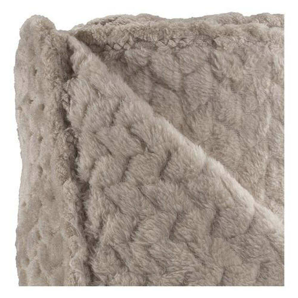 Frazada Andes Jacquard Flannel Beige 2 Plaza image number 3.0