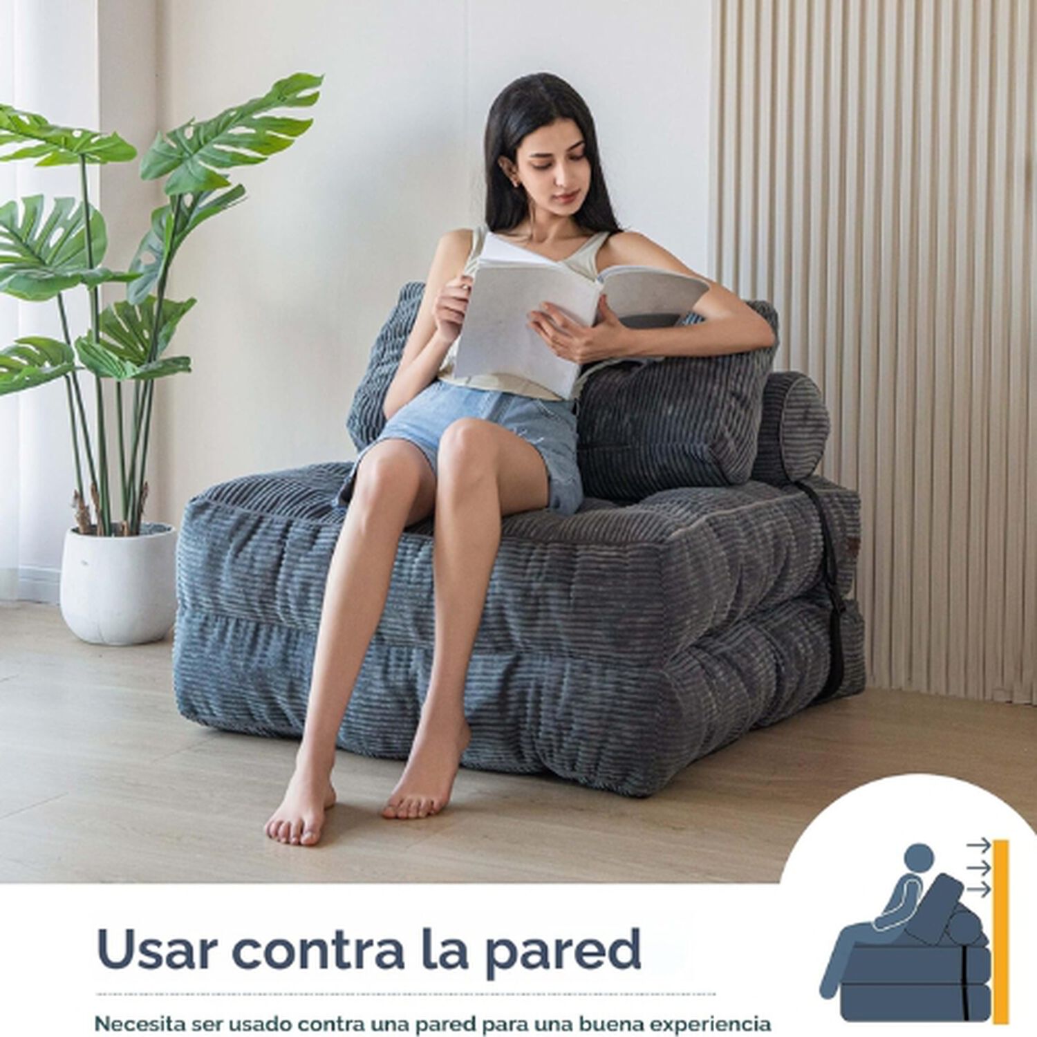Silla Sof&aacute; Cama 190x85cm Puff Plegable Acolchada Hogar image number 2.0