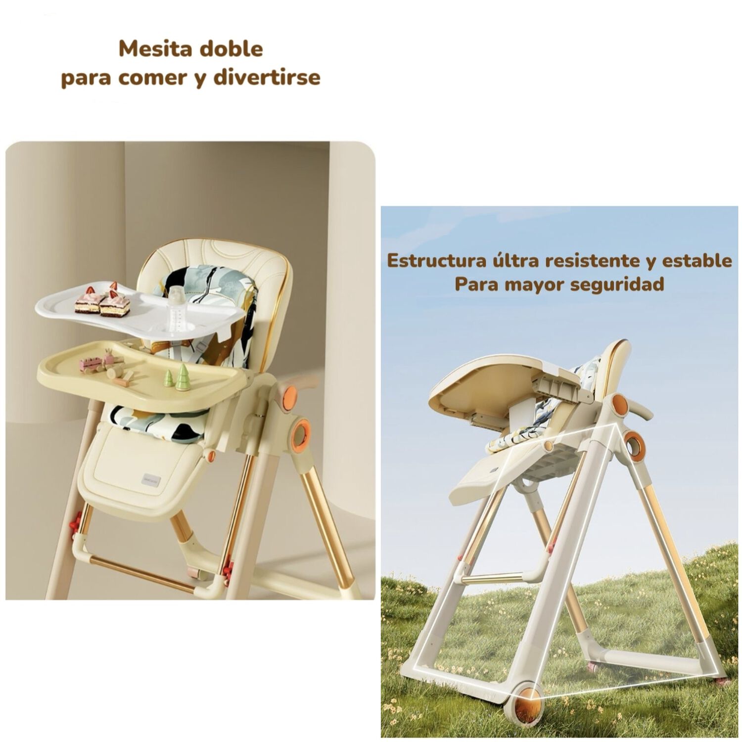 Silla De Comer Columpio 2 En 1 Con Protector Crema Lubabycas image number 3.0