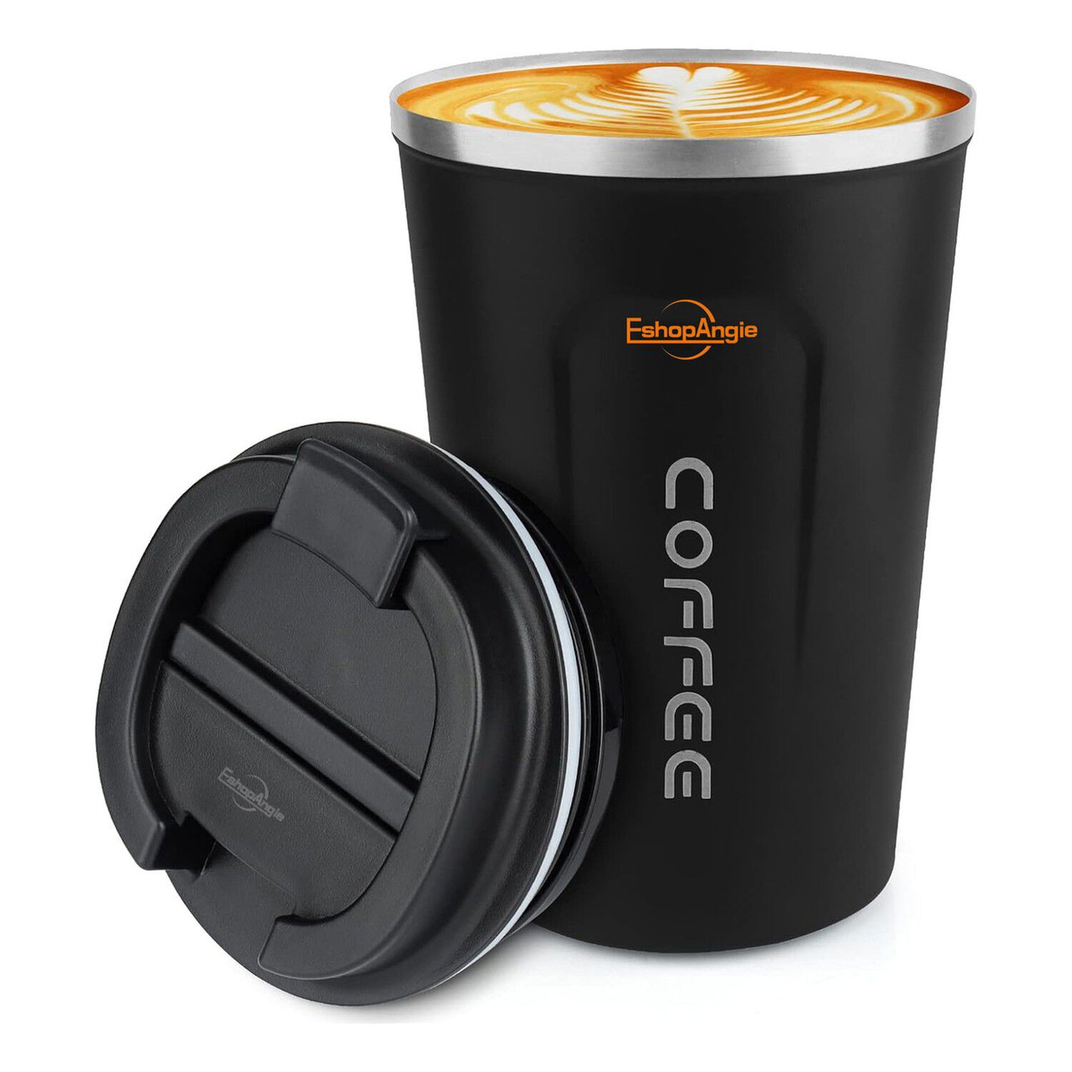 Termo Mug Caf&eacute; 380ml Acero Inoxidable Port&aacute;til Negro image number 0.0