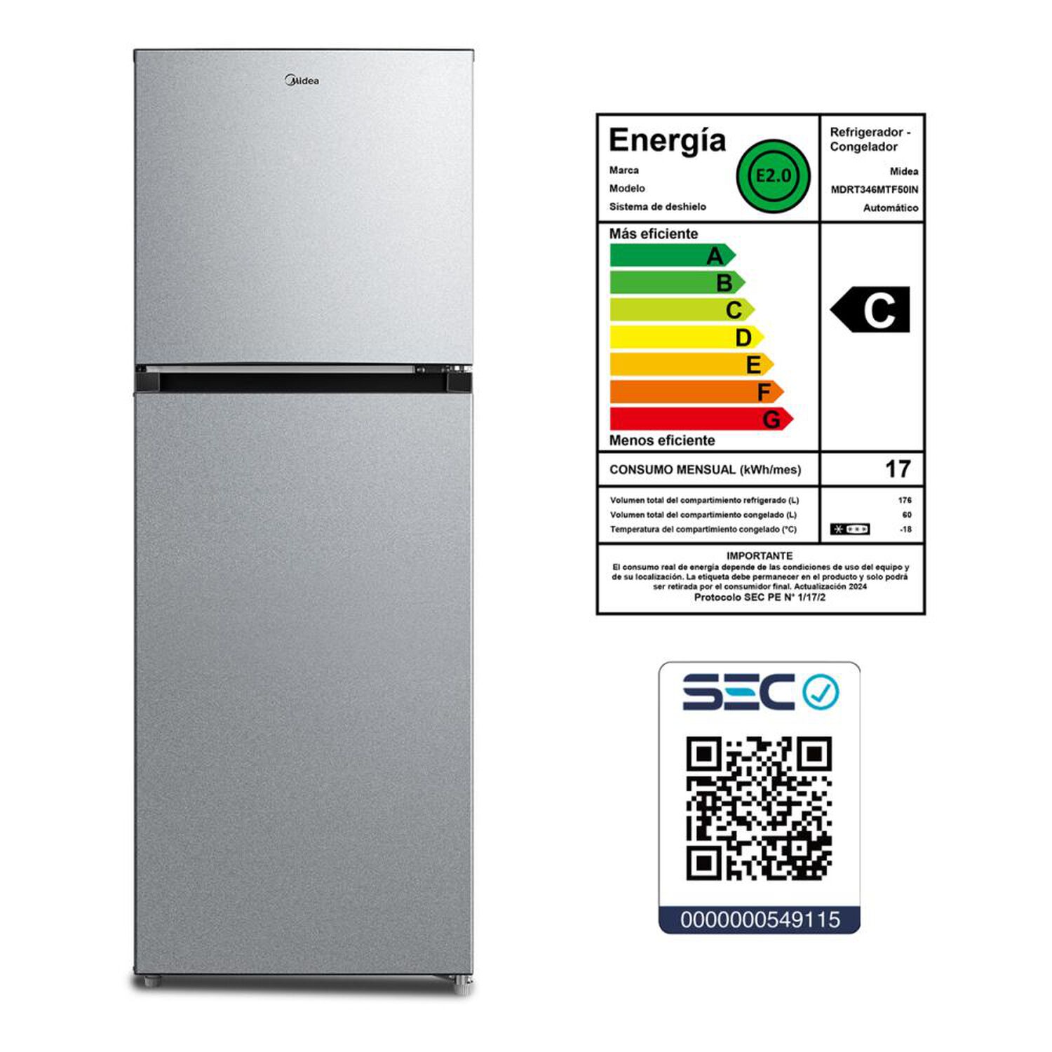 Refrigerador Top Freezer Midea MDRT346MTF50IN / No Frost / 236 Litros / C image number 6.0