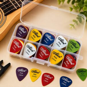 Set 50 U&ntilde;etas Guitarra Multicolor Con Organizador Pl&aacute;stico