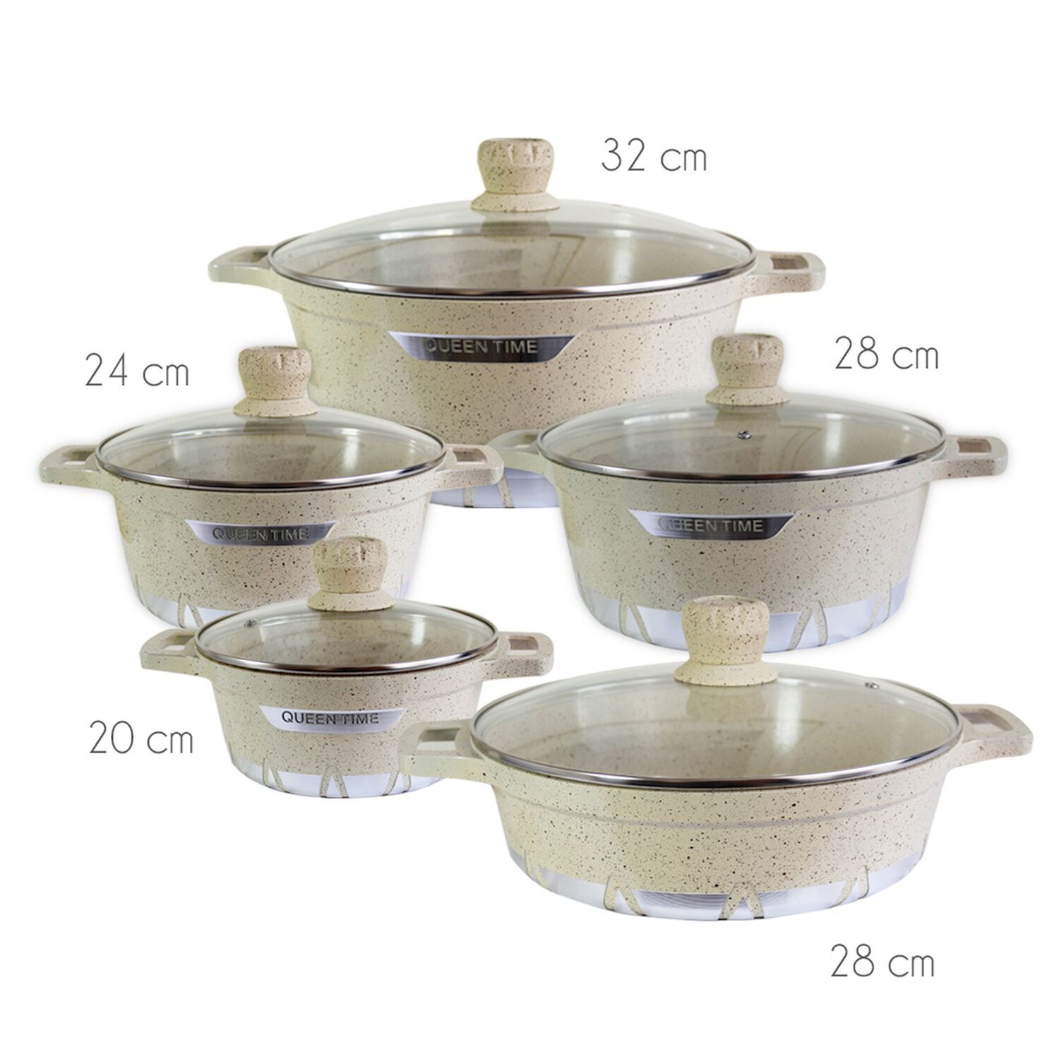 Bater&iacute;a De Cocina 10 Piezas Altas Granito Antiadherente Beige image number 3.0