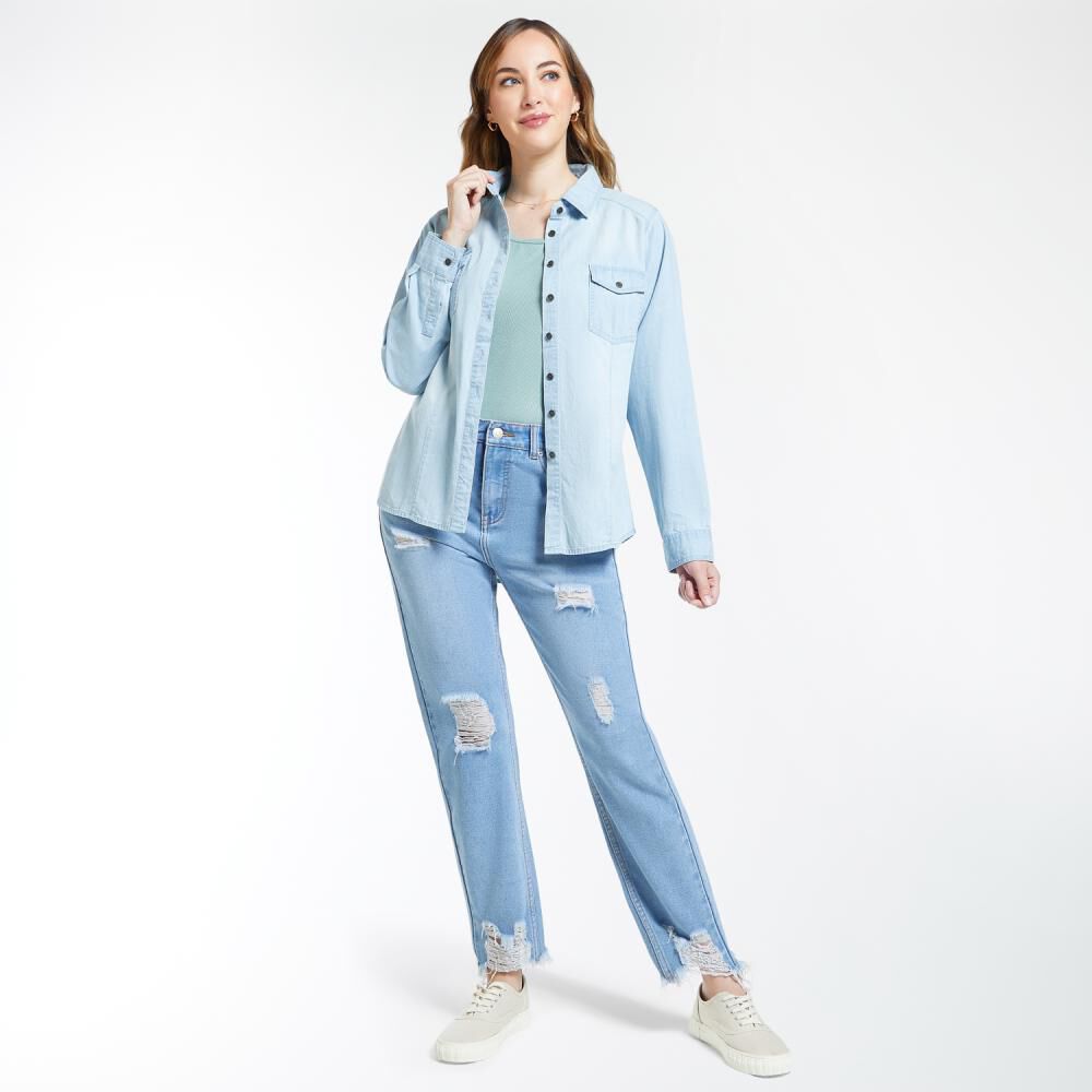 Blusa Denim Regular Manga Larga Mujer Geeps image number 1.0