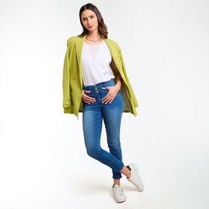 Jeans Tiro Medio Sculpture Push Up Mujer Kimera