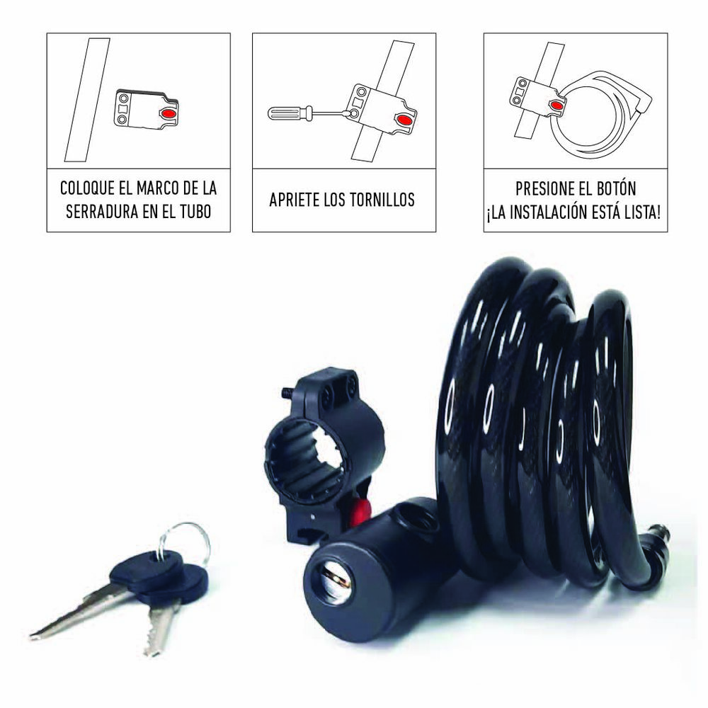 Cadena Espiral Onwheels Con Llave 1.2x150cm Negro image number 5.0