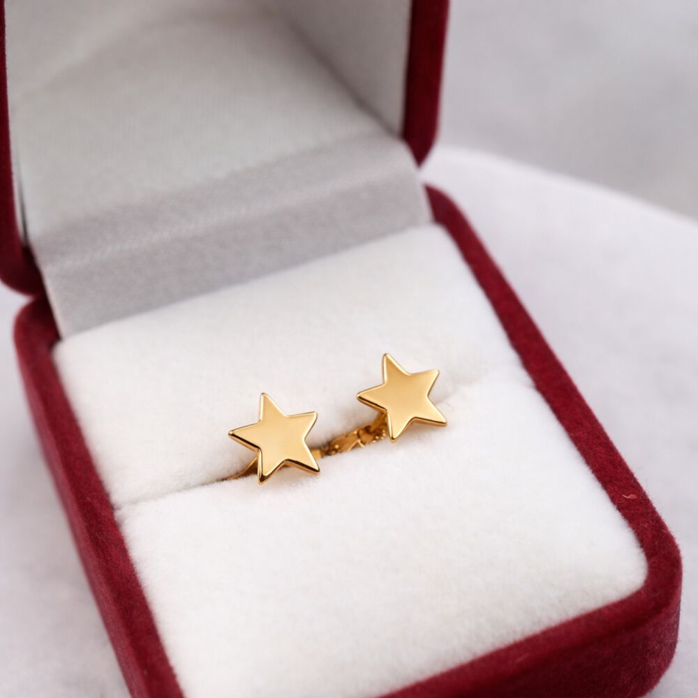 Aros Estrella 5mm Oro 18k Nacional Atornillado 0.80 Gr. Mujer Ni&ntilde;a Hipoalerg&eacute;nicos image number 3.0