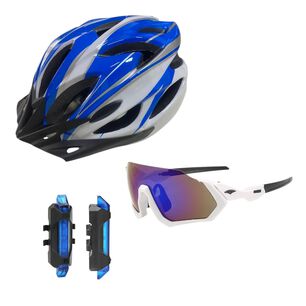 Casco Bicicleta Liviano Ventilaci&oacute;n + Lentes + Luz
