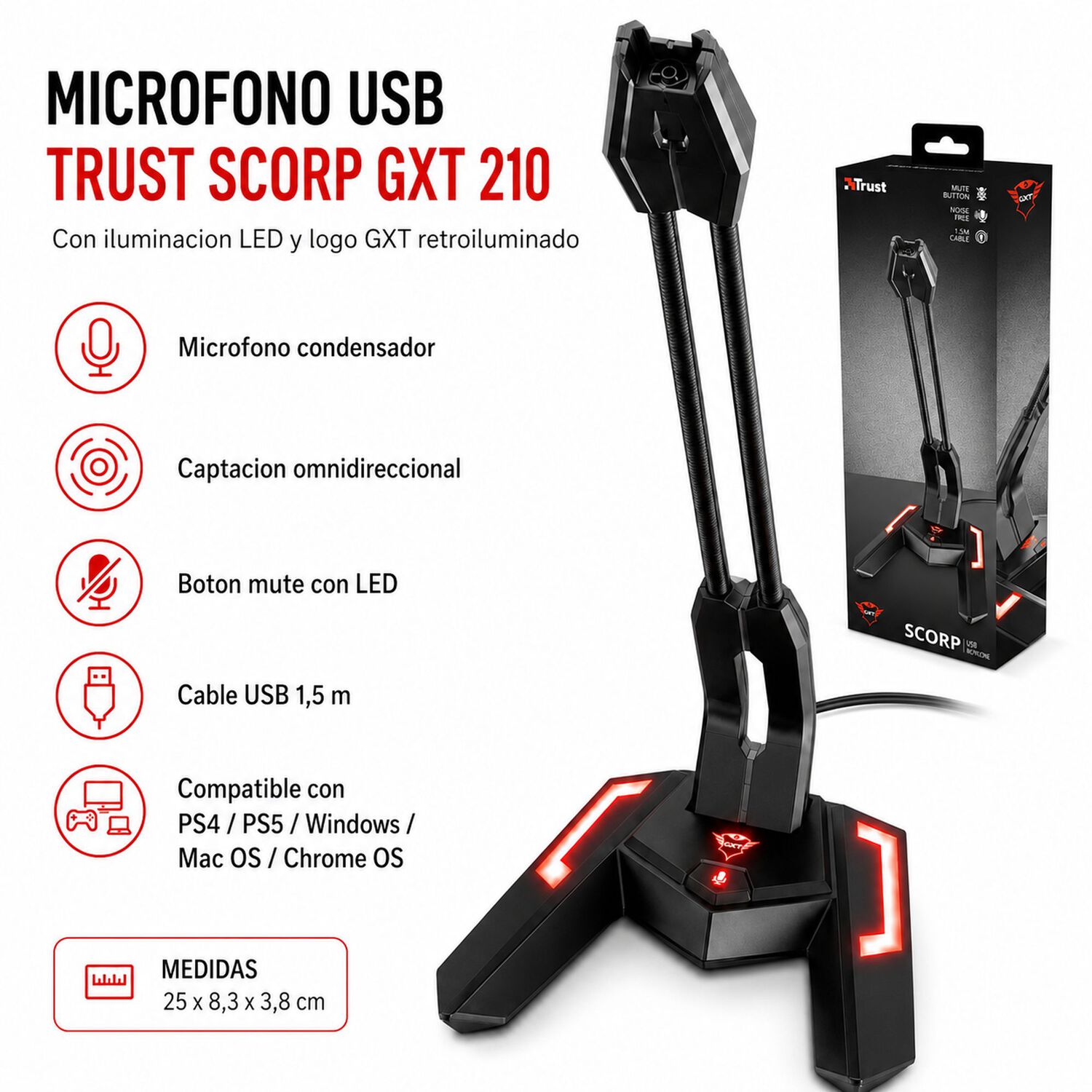 Micr&oacute;fono Usb Condensador Trust Scorp Gxt 210 Gamer image number 6.0