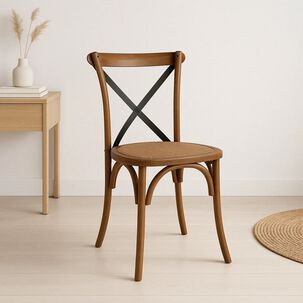 Silla Crossback Madera Rattan - Caf&eacute; Vintage