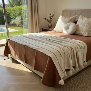 Set Renovaci&oacute;n Dormitorio Refugio Tierra Azul 6 Piezas Beige | 2 Plazas