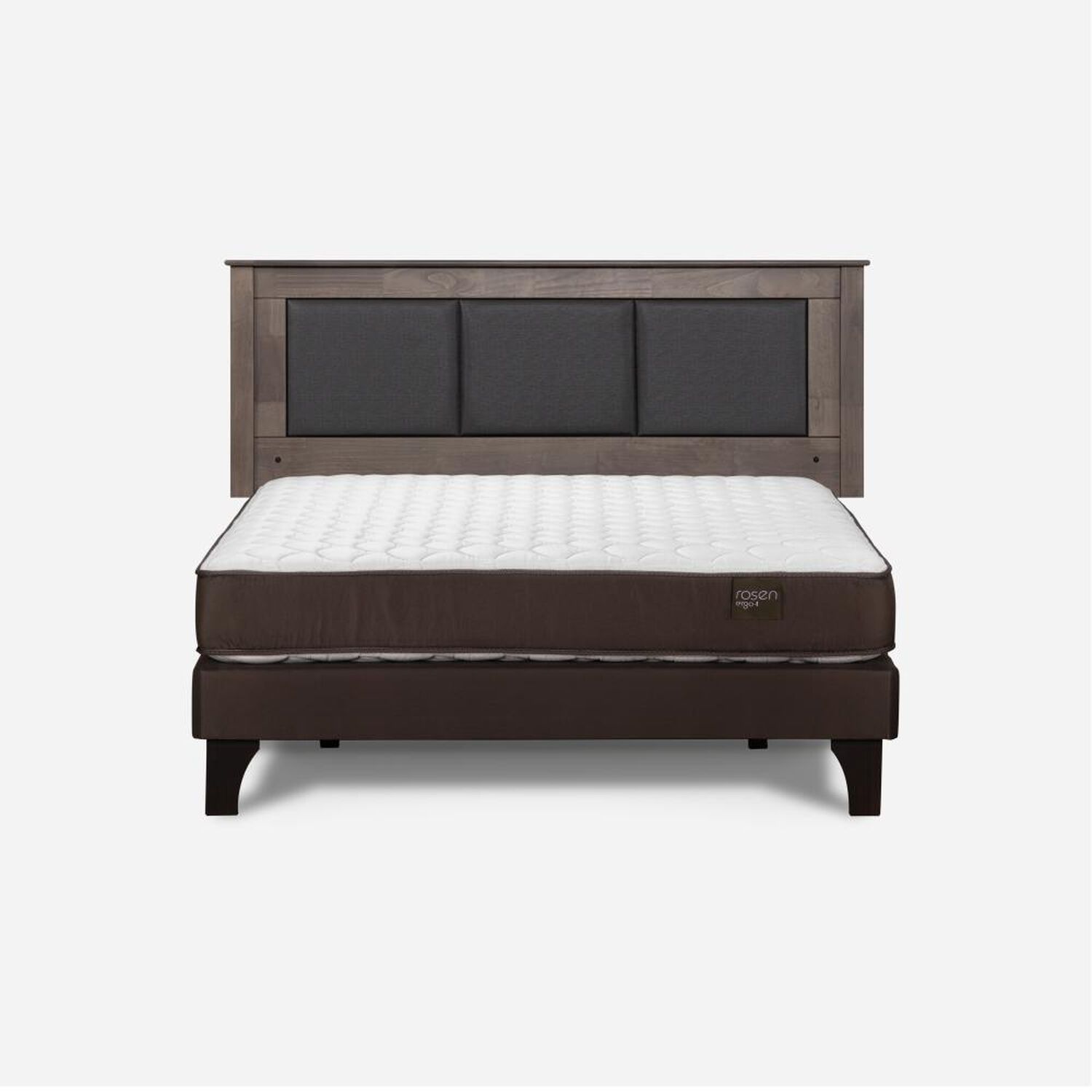 Cama Europea Rosen Ergo T New / 2 Plazas / Base Normal  + Respaldo Rachel Gris image number 0.0