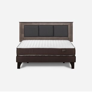 Cama Europea Rosen Ergo T New / 2 Plazas / Base Normal  + Respaldo Rachel Gris