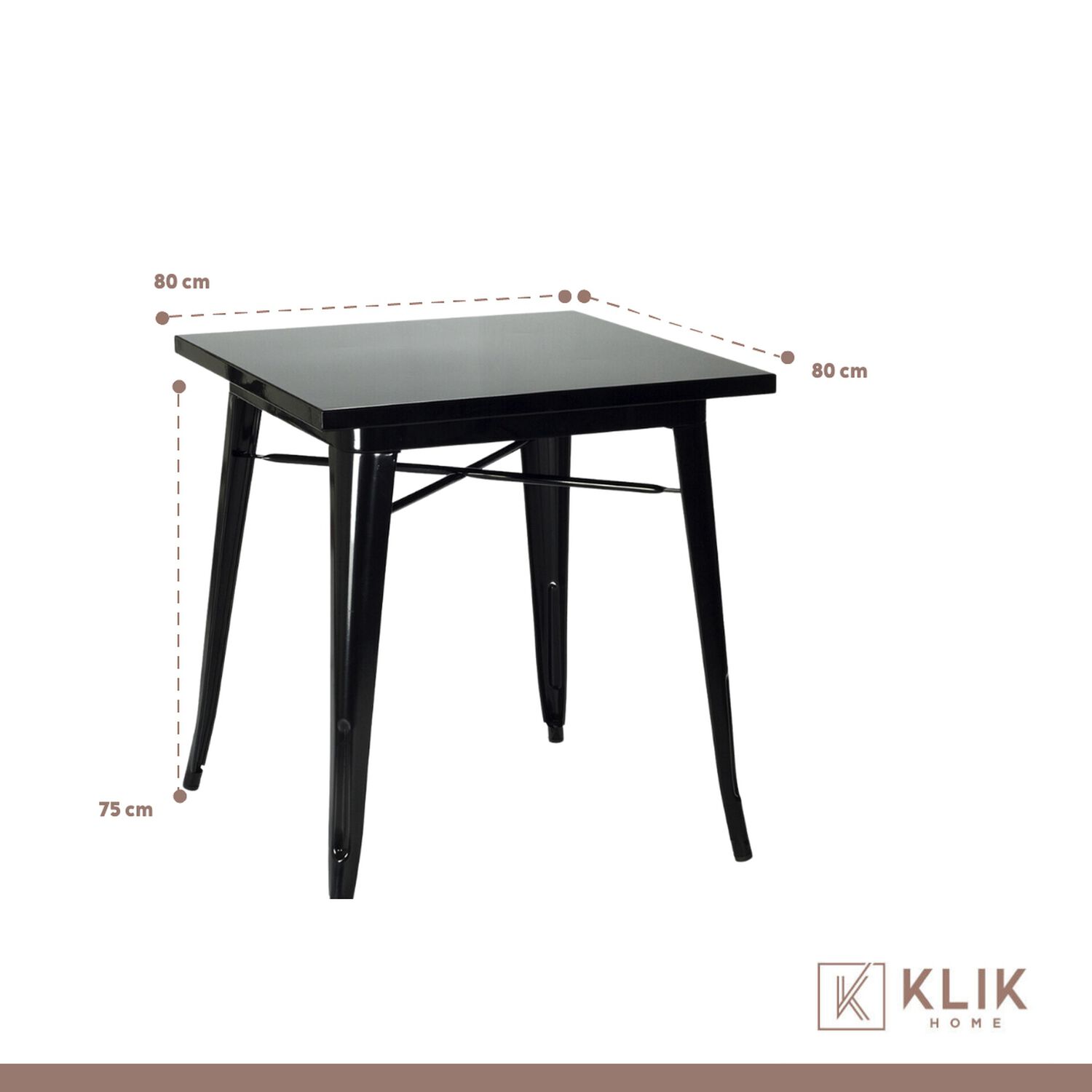 Comedor Mesa Tolix 80x80cm + 4 Sillas Tolix Negras image number 4.0