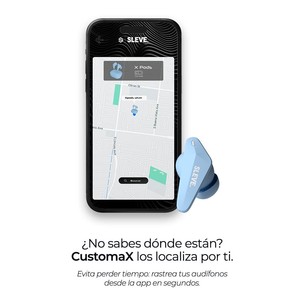 Aud&iacute;fonos Sleve X Pods 2Gen Sky Blue In Ear image number 7.0