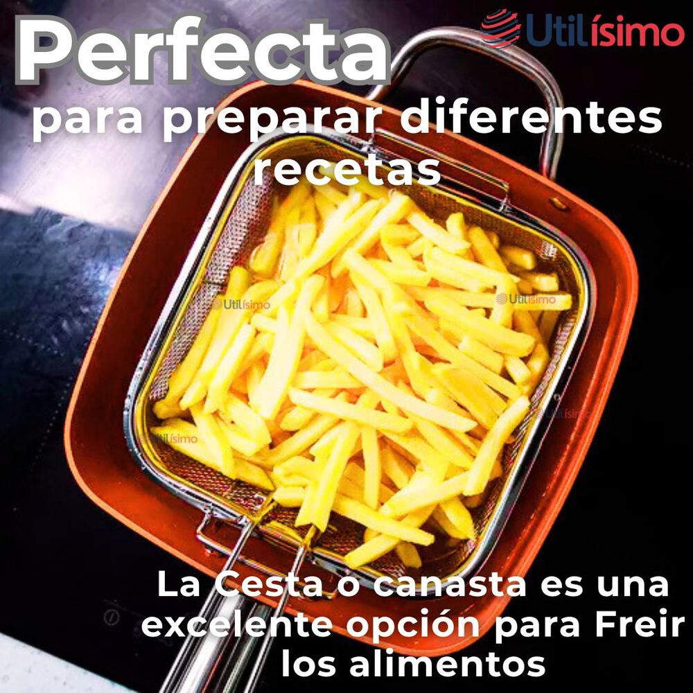 Sartén Antiadherente De Cobre Multiuso 3 En 1 Cesta Para Freír Vaporera image number 7.0