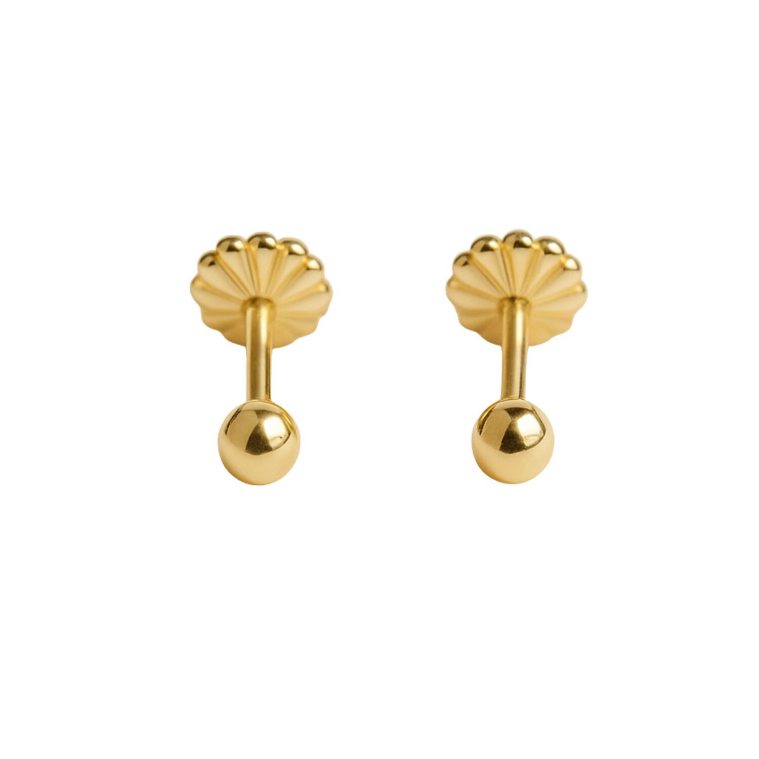Aros Bolita 5mm N3 Oro 18k Atornillados 0.65gr Ni&ntilde;a Juvenil Hipoalerg&eacute;nicos image number 0.0