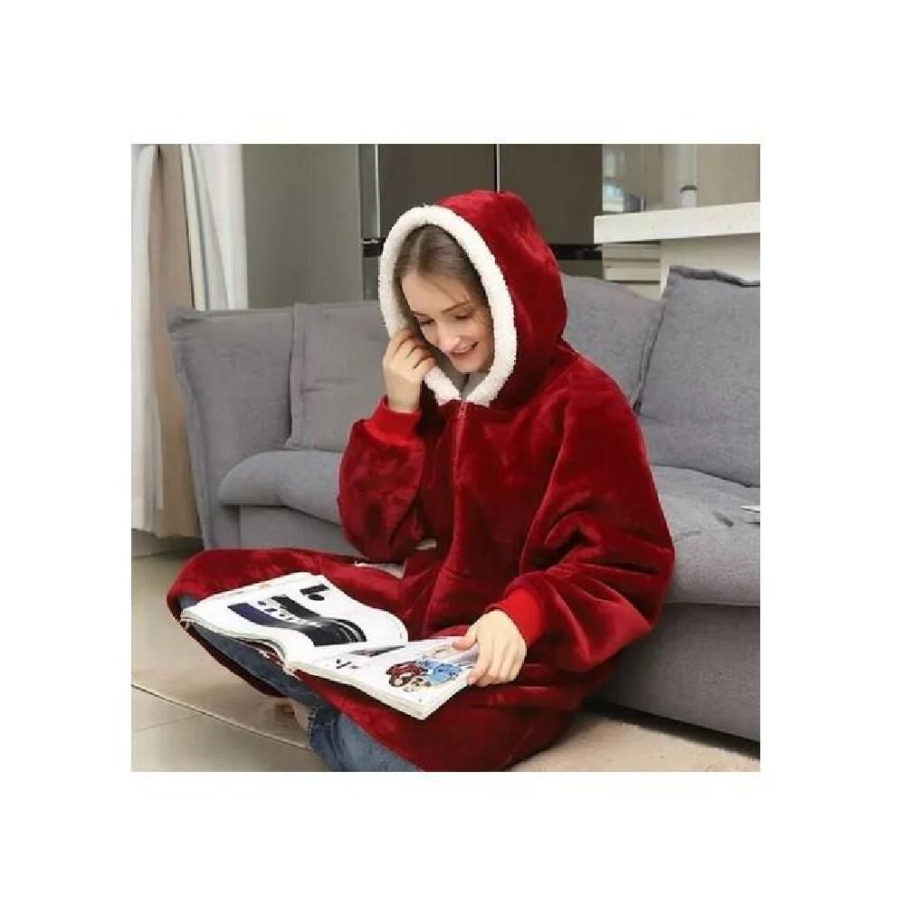 Poleron Felpa Con Capucha Manta Polar Bata Frazada Inviern image number 4.0