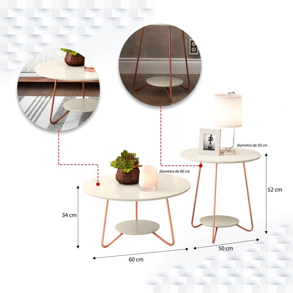 Set De Mesa De Centro + Mesa Lateral Altavisi&oacute;n Liz image number 1.0