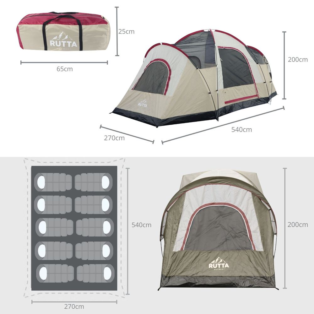 Carpa 10 Personas Camping Outdoor Beige image number 6.0